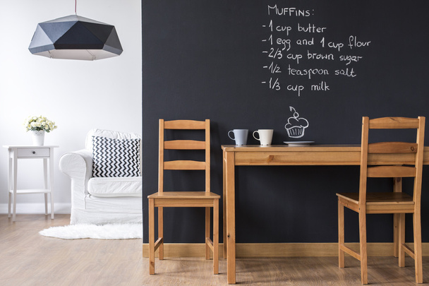 Small dining room with blackboard wall - Fotografie, Obrázek