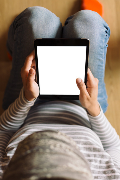 woman working on tablet - Photo, Image