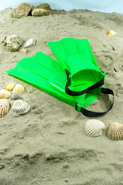 Kumlu sahilde yeşil palet - Fotoğraf, Görsel