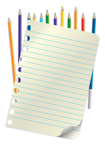 Sheet of paper and pencil colors of the rainbow - Vector, afbeelding