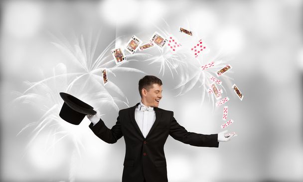 Man magician with cylinder hat - Zdjęcie, obraz