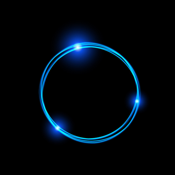 Energy frame. Magic light neon energy circle. Glowing fire ring trace. Glitter sparkle swirl trail effect. - Vector, imagen