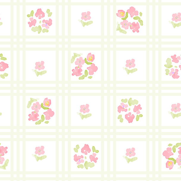 english floral pattern with cross stripes - Vector, Image