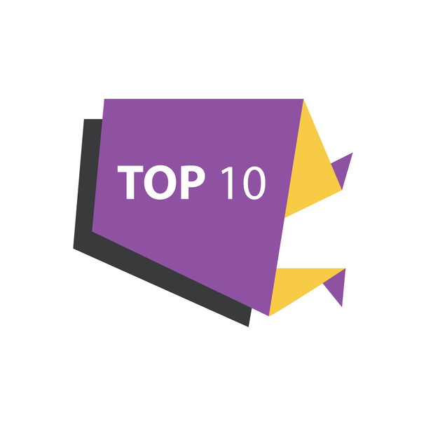 top10 Texto en la etiqueta Púrpura, amarillo, negro
 - Vector, Imagen