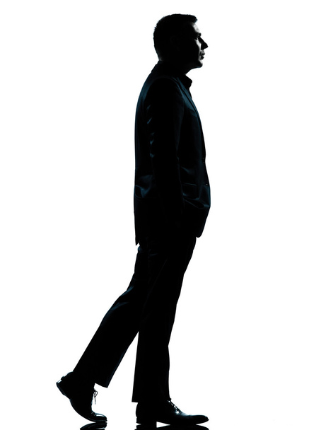 One business man walking silhouette - 写真・画像