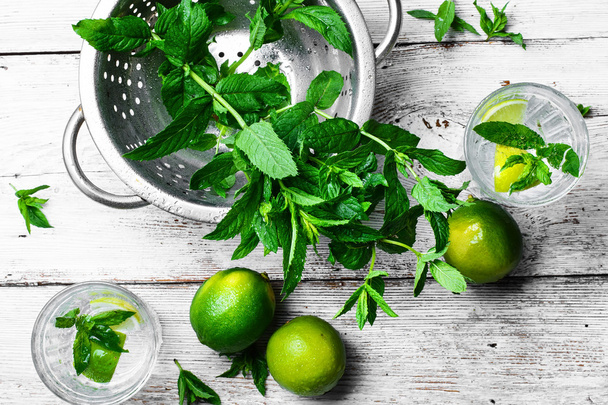 cocktail with lime and mint - Foto, immagini