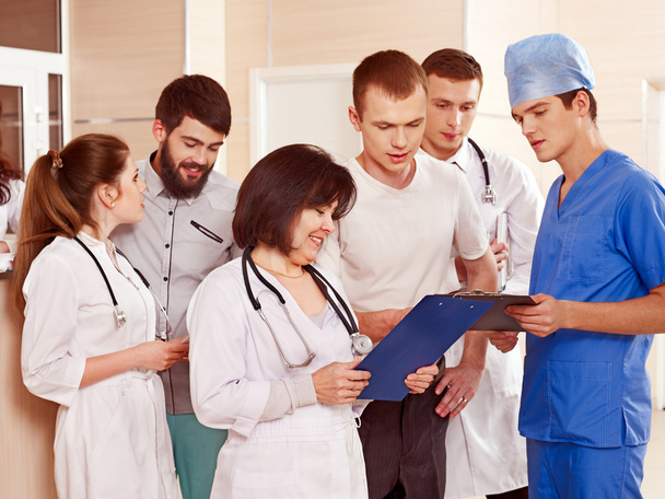 Group doctors at reception in hospital. - Foto, Imagem
