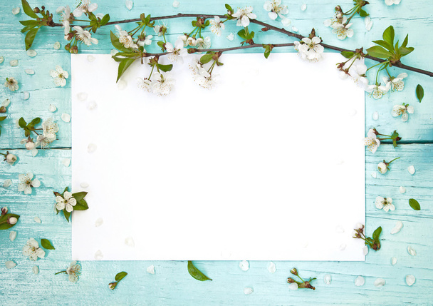 Delicate frame with flowers of cherry - Photo, Image