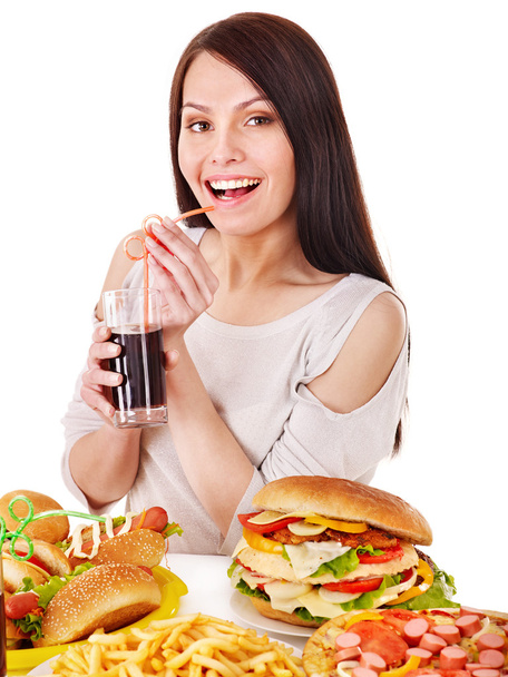 Femme manger Fast Food. - Photo, image