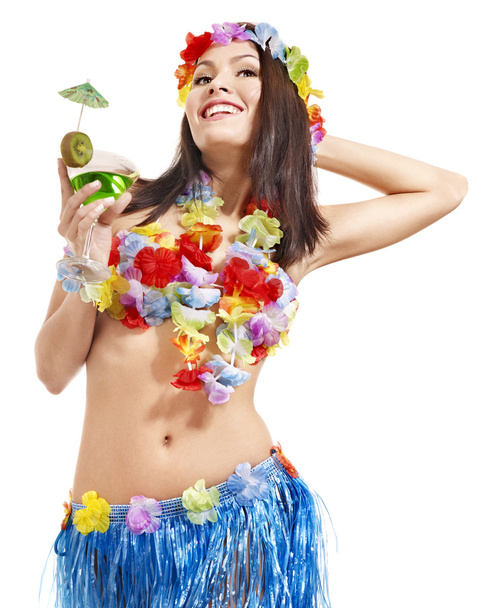 Fille en costume de hawaii
. - Photo, image