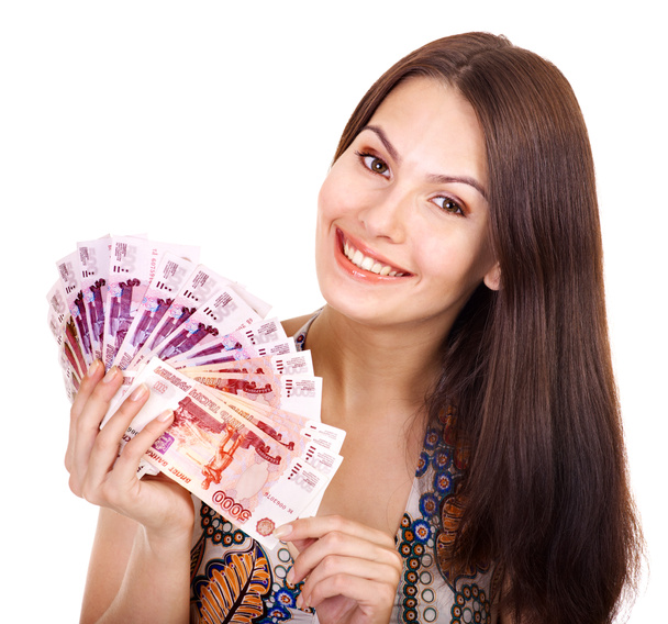 Mujer con dinero Rublo ruso
. - Foto, imagen