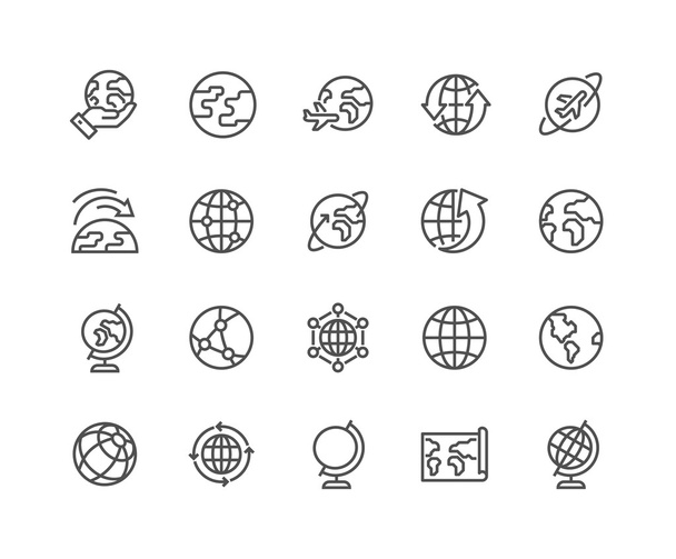 Lijn Globe pictogrammen - Vector, afbeelding