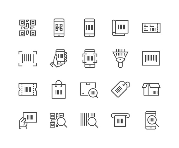 Line QR Code Icons - Vector, Image