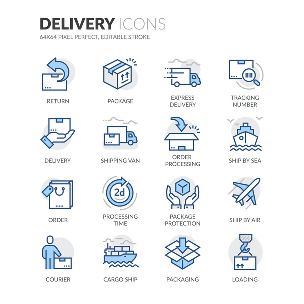 Iconos de entrega de línea
 - Vector, imagen