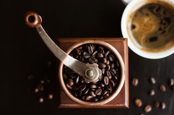 Coffee mill with coffee beans  - 写真・画像
