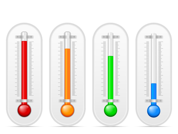 Thermometer set on white - Vector, afbeelding
