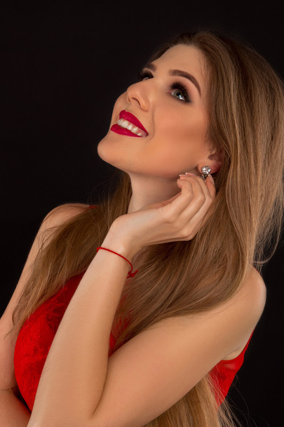  Girl with red lips - Foto, imagen