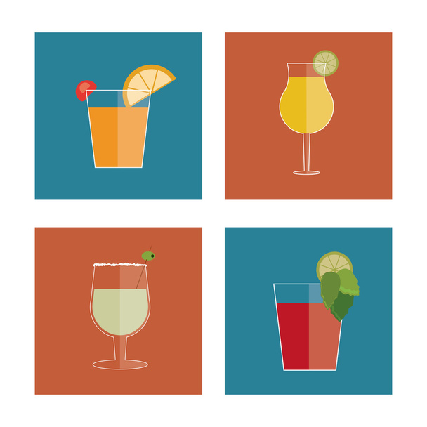 Ikona koktejlového nápoje v plochém stylu, alkohol nápoj. Vektorová ilustrace - Vektor, obrázek