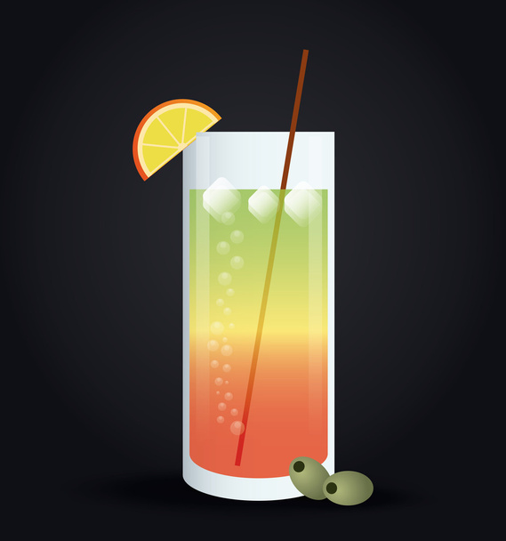 Коктейль напиток икона в плоском стиле дизайна, алкоголь напиток. Векторная иллюстрация
 - Вектор,изображение