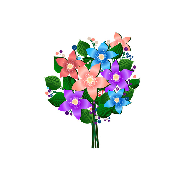 feestelijk boeket van bloemen mooi vector op wit - Vector, afbeelding