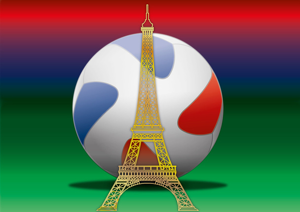 fotbalový míč fotbal s Eiffelovou věží - Vektor, obrázek