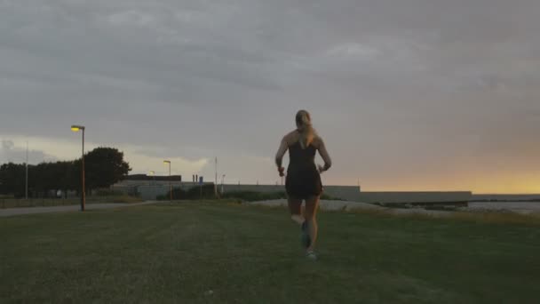 nő fut az óceán - Felvétel, videó