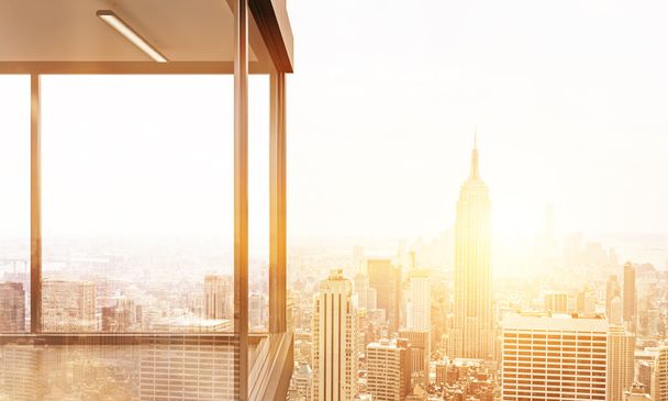 Panoramiczny balkon z widokiem na NY - Zdjęcie, obraz