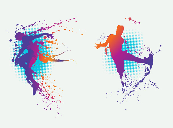 Bailarinas con salpicaduras coloridas
 - Vector, Imagen