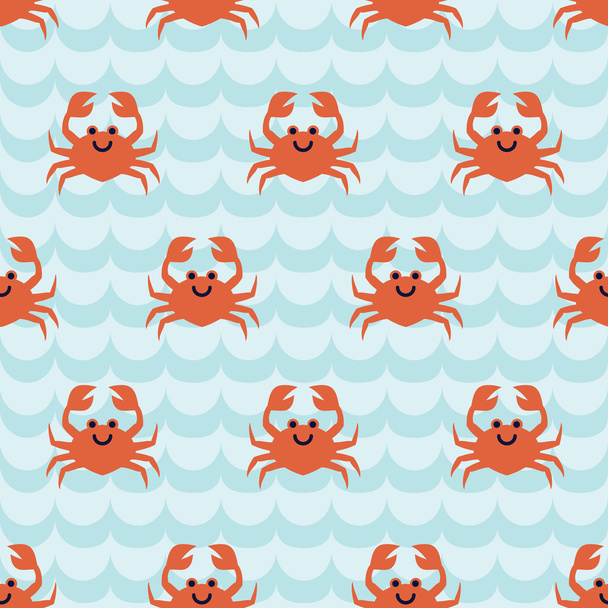 Seamless pattern with cute cartoon crabs - Vector, Imagen