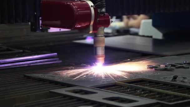 Machine for constant metal laser cutting - Footage, Video