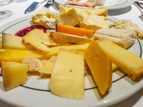 wide range of variety of cheeses with jam - Photo, Image