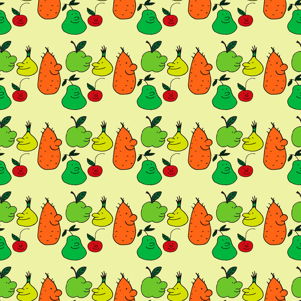 Seamless pattern with funny fruits - Vector, imagen