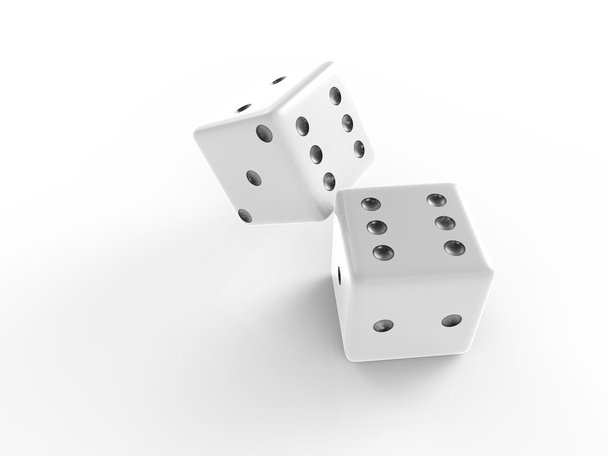 The 3D rendering of white dice with nice background color - Photo, Image