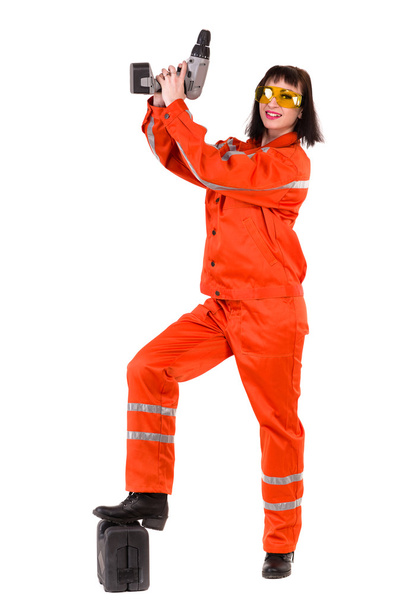 Young builder woman in uniform - Foto, Imagem