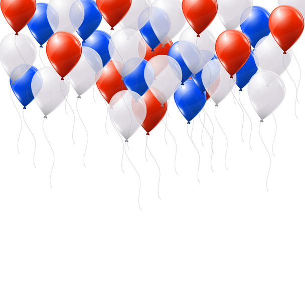 Modré, červené a bílé balonky na bílém pozadí - Vektor, obrázek
