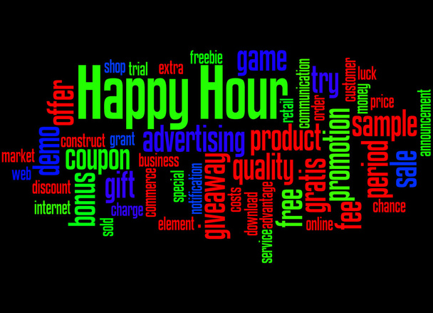 Happy Hour, word cloud concept 2 - Photo, Image