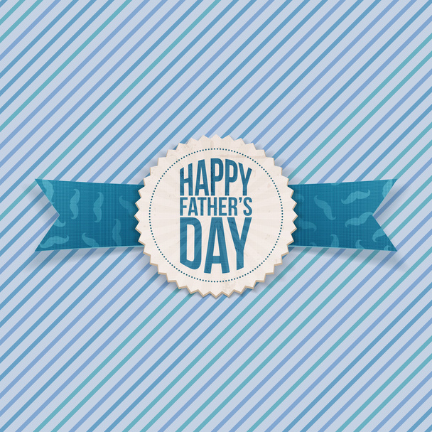 Happy Fathers Day textile Emblem with Ribbon - Vektor, obrázek