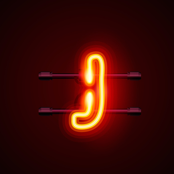 Neon font letter j. Vector illustration - Вектор,изображение