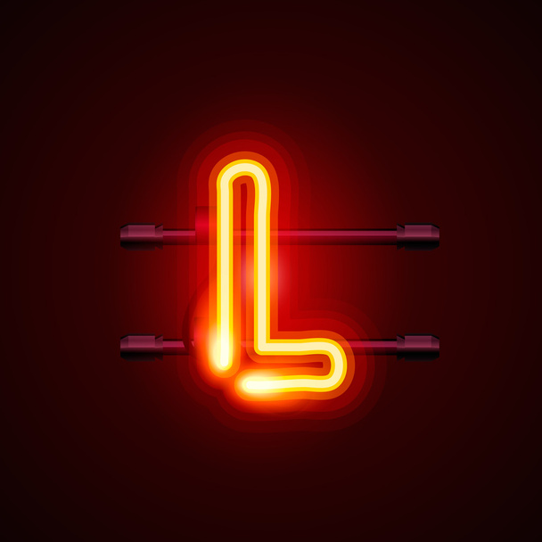 Neon font letter l. Vector illustration - Вектор,изображение