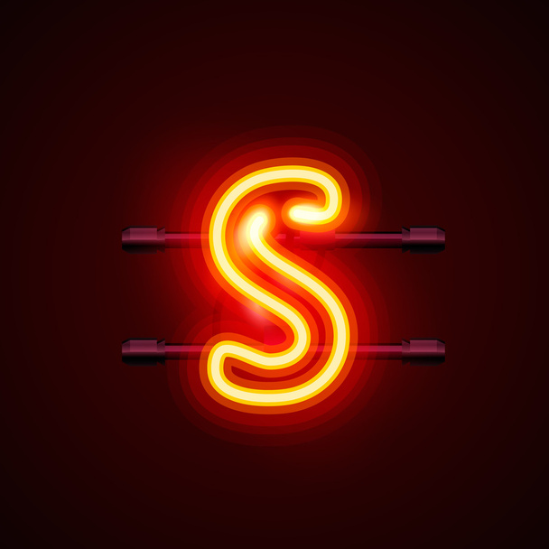 Neon font letter s. Vector illustration - Вектор,изображение