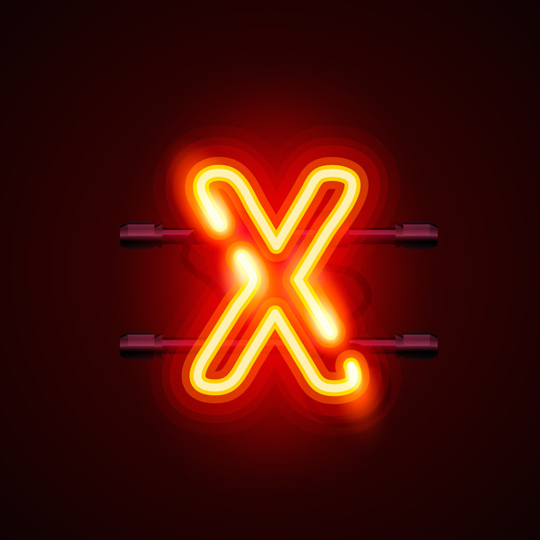 Neon font letter x. Vector illustration - Вектор,изображение