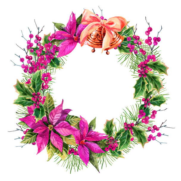 watercolor Christmas wreath - Foto, Imagen