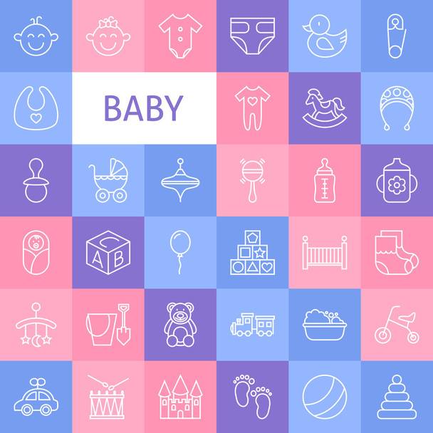 Set de iconos de bebé de arte de línea vectorial
 - Vector, imagen