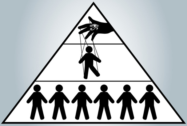 Globalization. Hidden people management. Man puppet. New world order. - Vector, Image