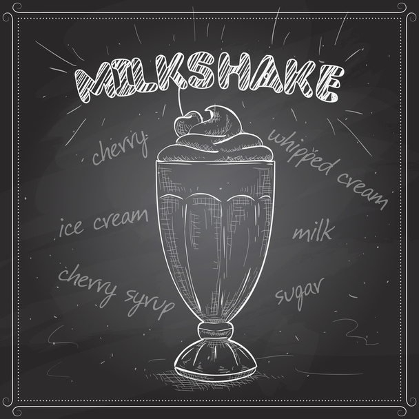 Milkshake scetch on a black board - ベクター画像