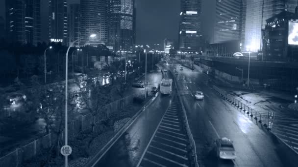 αυτοκίνητα τη νύχτα στη Σαγκάη - Πλάνα, βίντεο