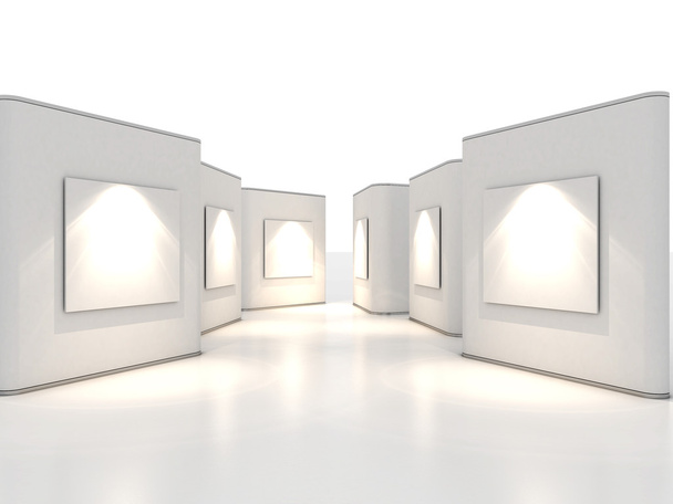 белый холст на белой стене в галерее
 - Фото, изображение