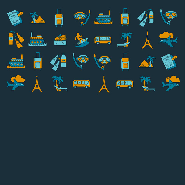 Vector set of travel icons Linear design - Vector, Image