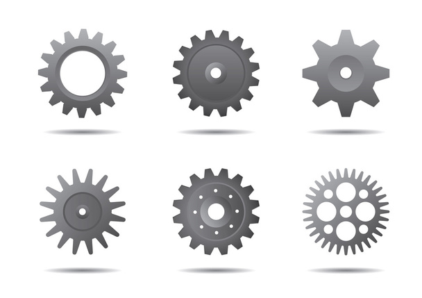 Set of grey gears. Vector Illustration. - Vetor, Imagem