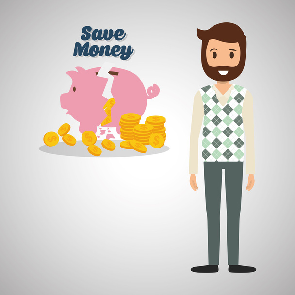 Ahorra diseño de dinero. Partida financiera. Ilustración colorida, vecto
 - Vector, Imagen